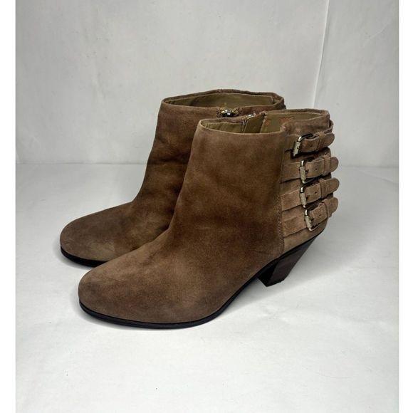 Sam Edelman Women's Lucca Suede Ankle Booties in Tan Beige - Picture 3 of 11